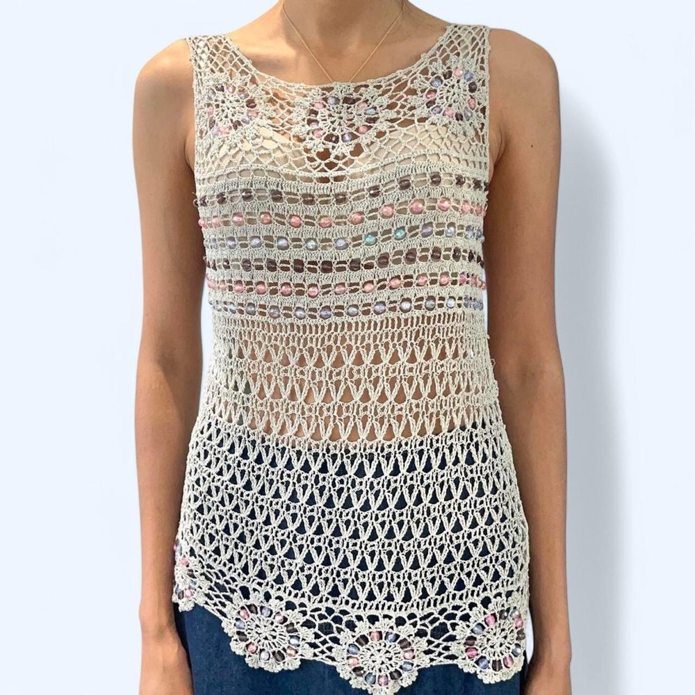 DIIA beaded crochet tank (S)🐰